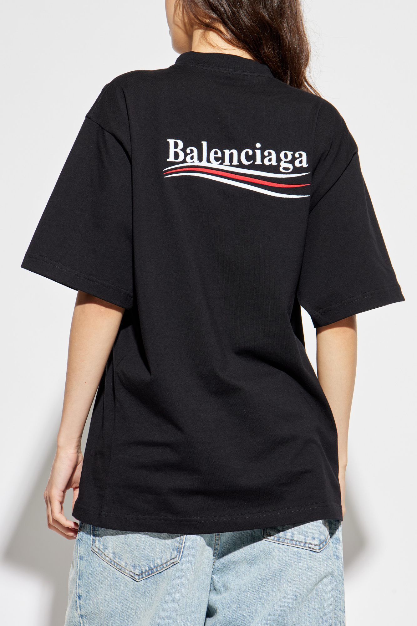 25SS new/BALENCIAGA オプティカルロゴ Tシャツ T-Shirt Black Balenciaga Men's New Logo T-Shirt in Black/White Balenciaga